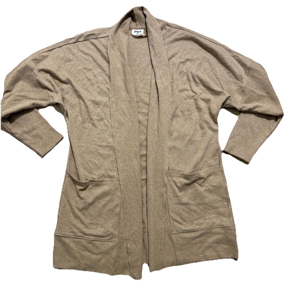 Pact Open-Front Taupe Cardigan